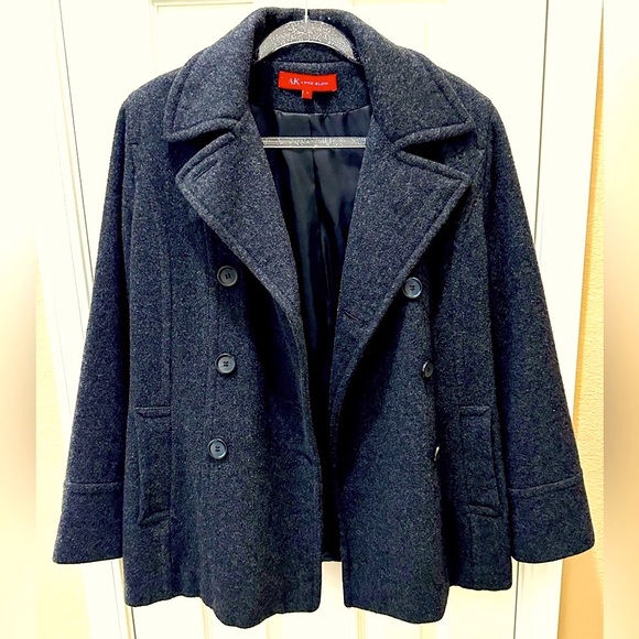 ANNE KLEIN women's double breasted wool pea coat size Medium dark gray Jacket - Picture 1 of 11